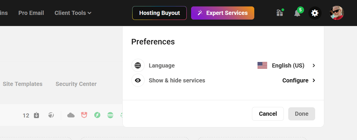 Edit your Hub preferences