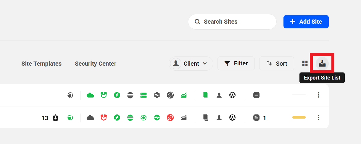 Export a list of sites in The Hub