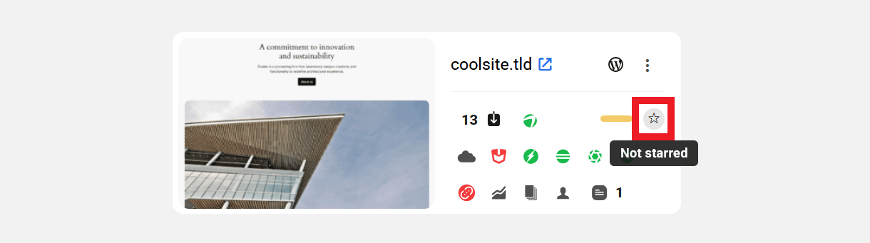 Favoriting a site in grid view