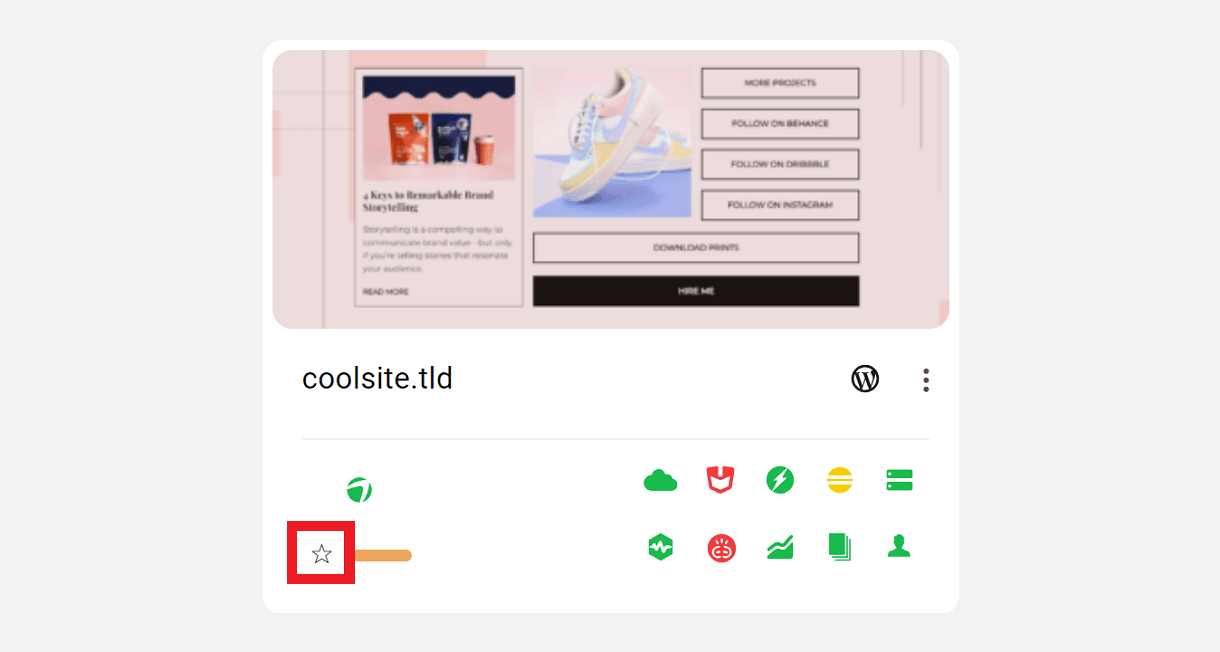 Favoriting a site in grid view