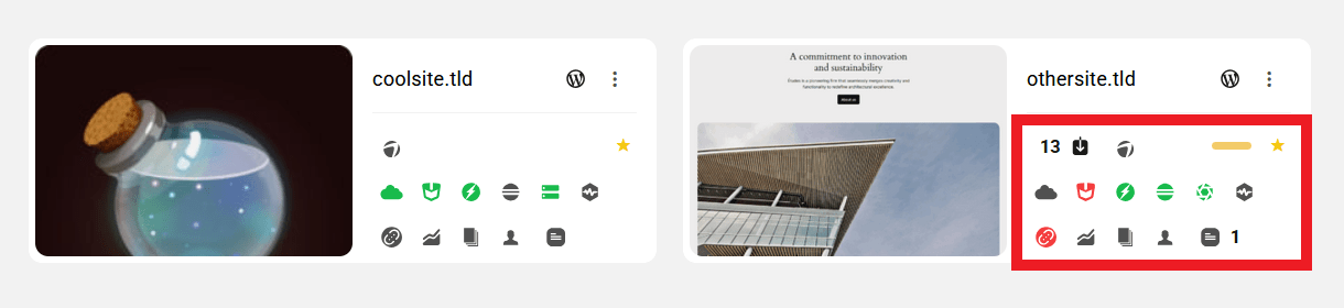 Grid View site icons