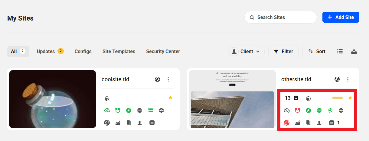 Grid View site icons