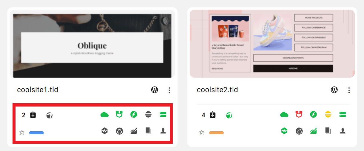 Grid View site icons