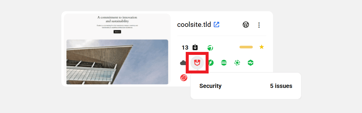 Security icon in My Sites grid view