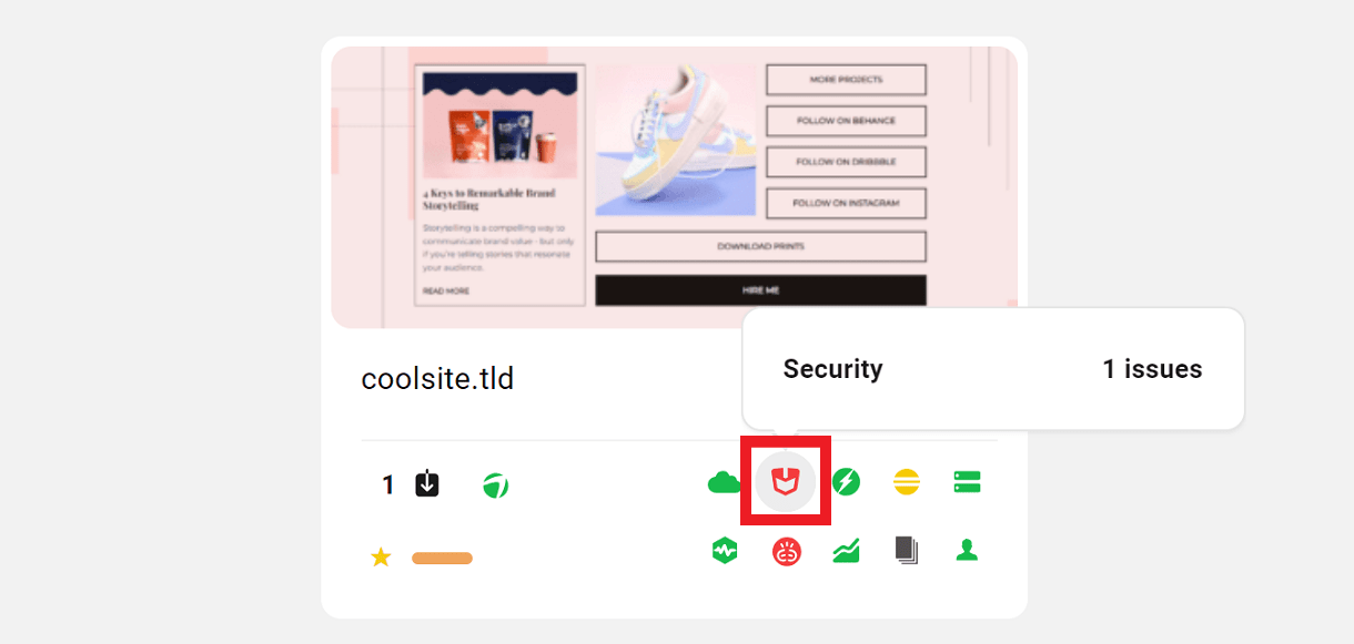 Security icon in My Sites grid view