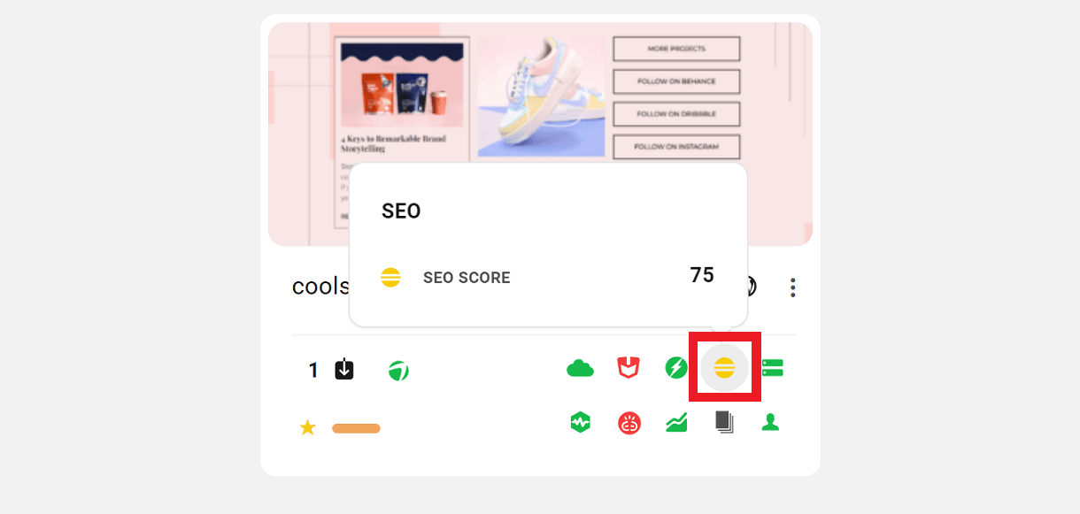 SEO icon in My Sites grid view
