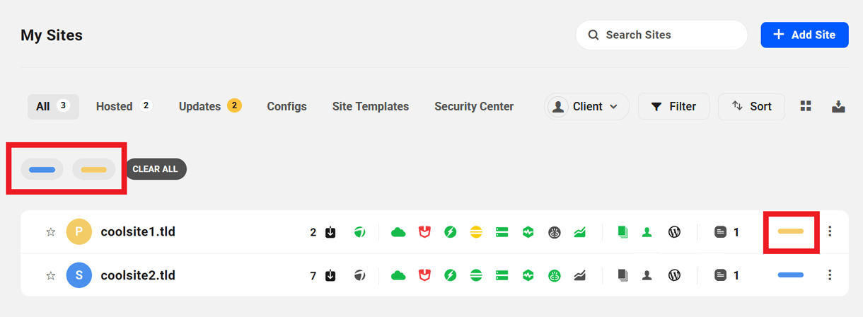 Clear custom label filters in The Hub
