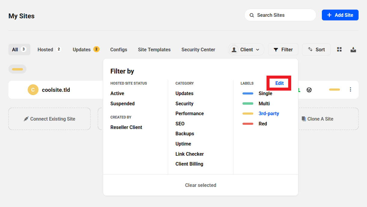 Edit custom labels in The Hub