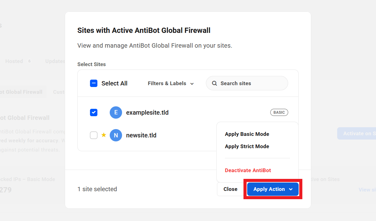 Apply AntiBot actions