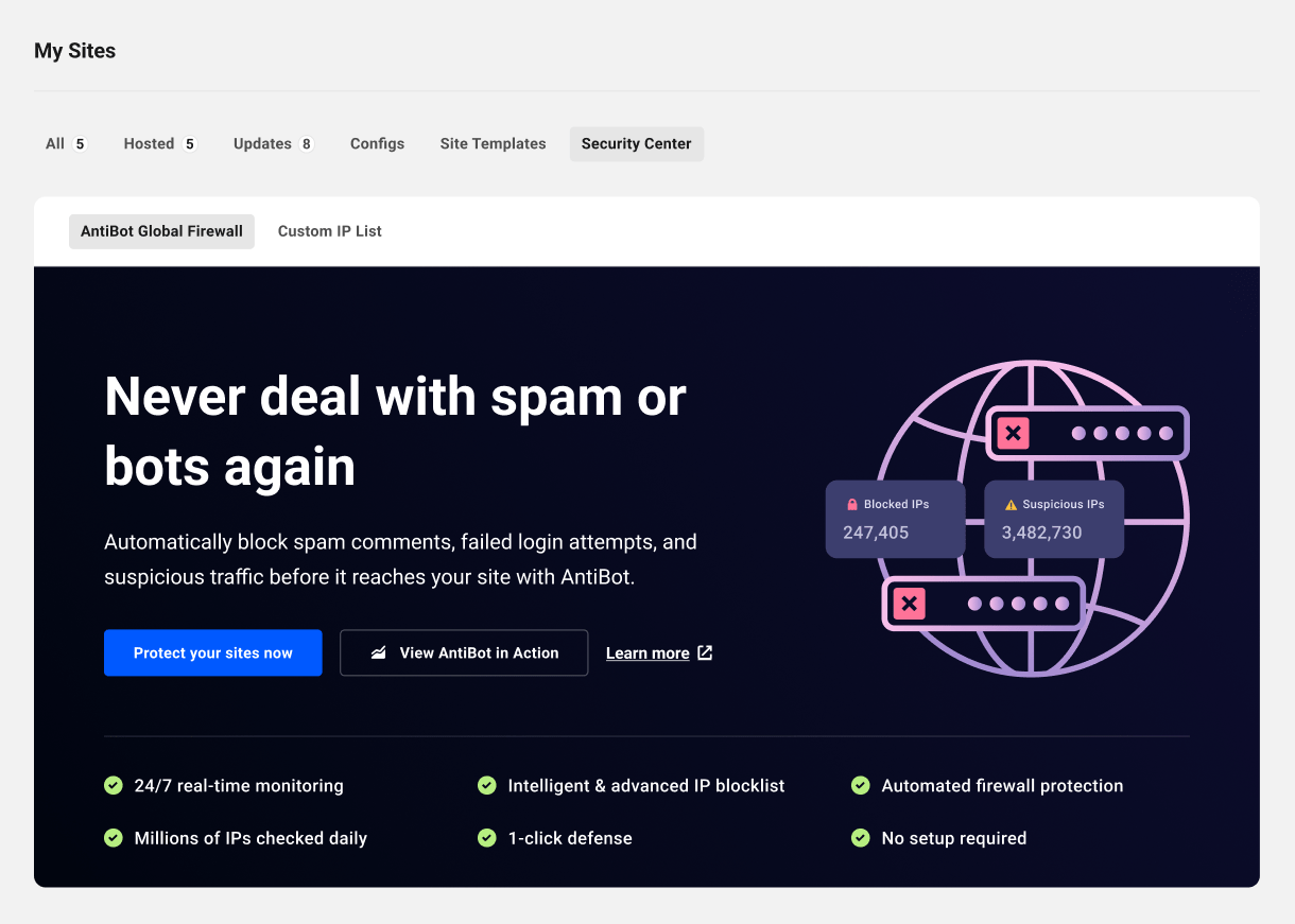 Activate AntiBot Global Firewall in the Hub