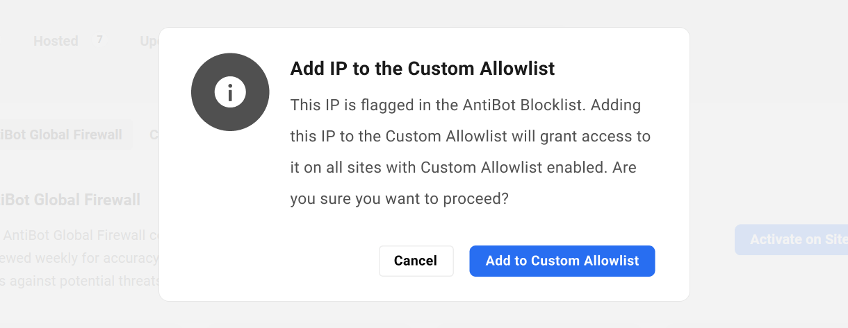 Allow an IP found on the AntiBot blocklist