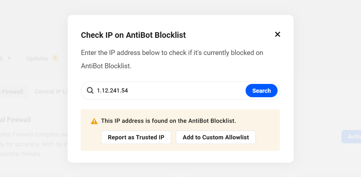 IP is on the AntiBot blocklist