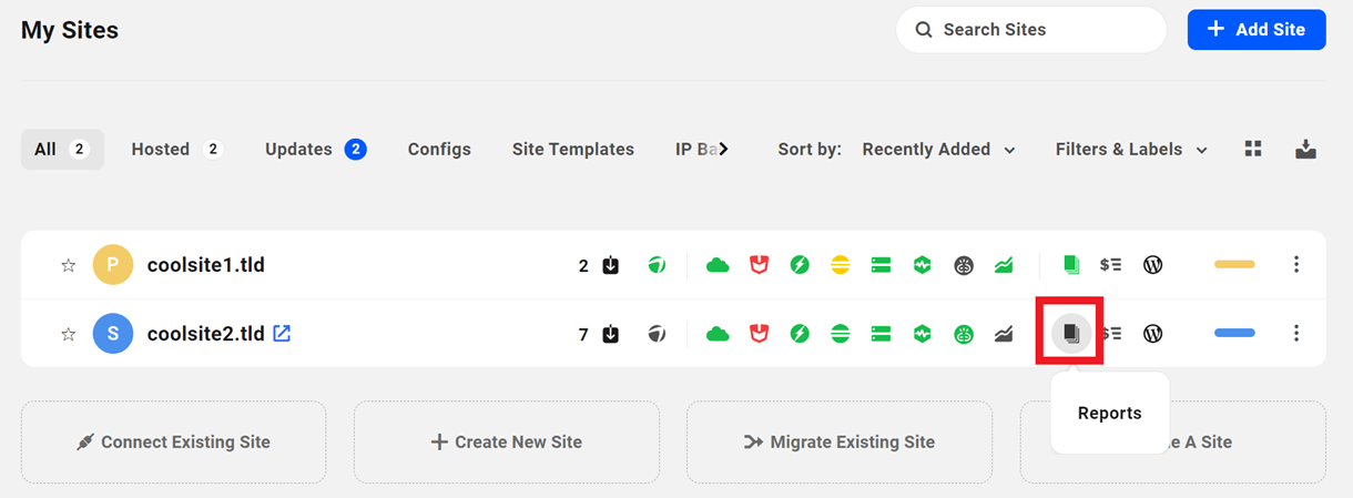 site reports disabled