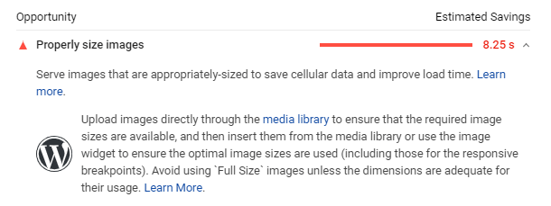 Google PageSpeed Properly size image metric