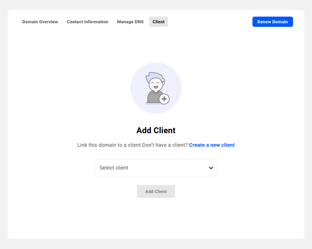 Associate a domain with a client in the Hub