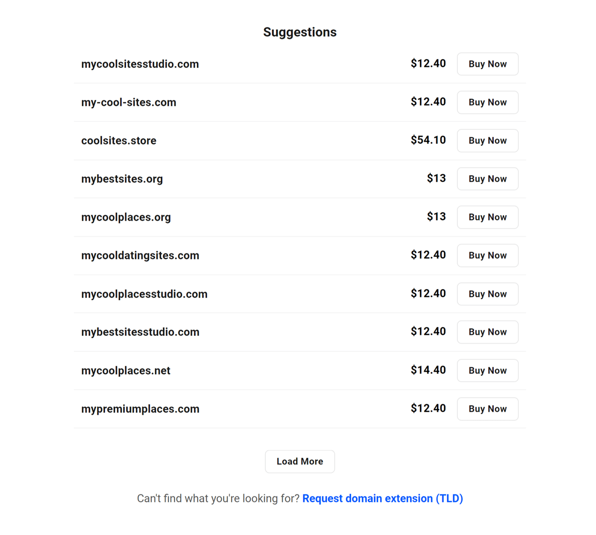 Suggestions for a domain to register in the Hub