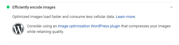 Google PageSpeed efficiently encode images metric