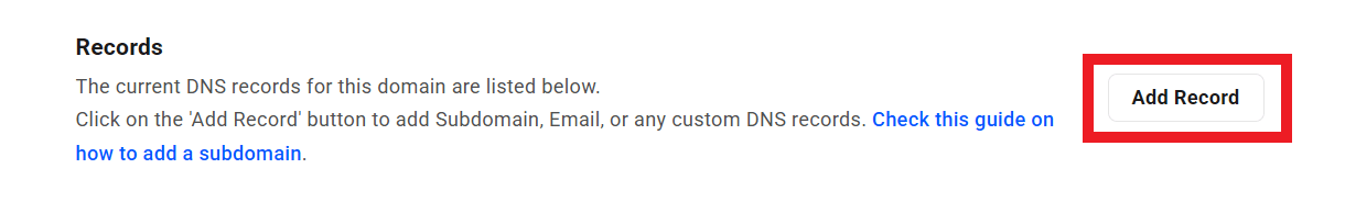 Add a DNS record in the Hub