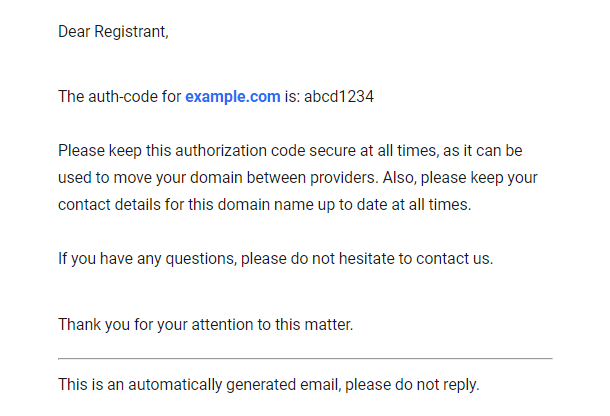 Email - Domain Auth-Code Email