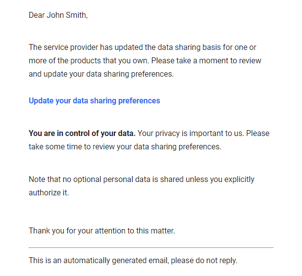 Email - GDPR Updated Product Consent Request