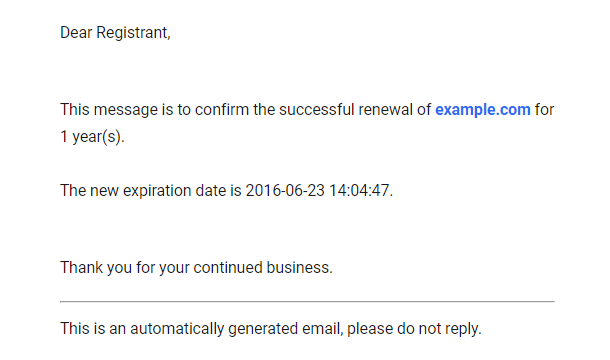 Email - Renewal Confirmation