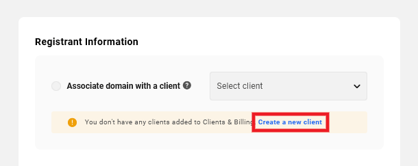 No client available to associate a domain with in the Hub