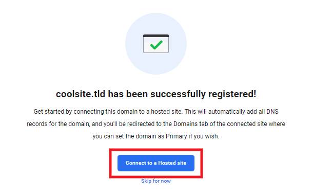 Connect a registered domain to a hosted site in the Hub