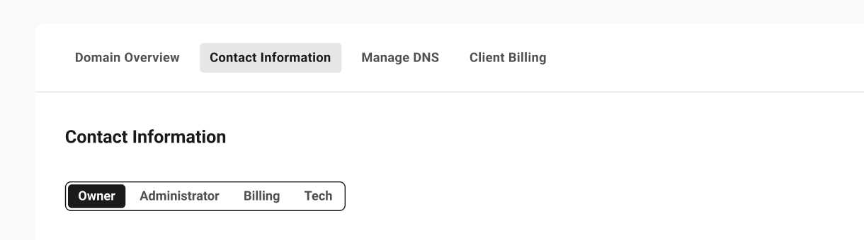 Additional contact information for some domains registered in The Hub
