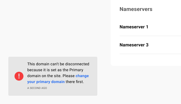 Cannot disconnect a domain that is set as the Primary