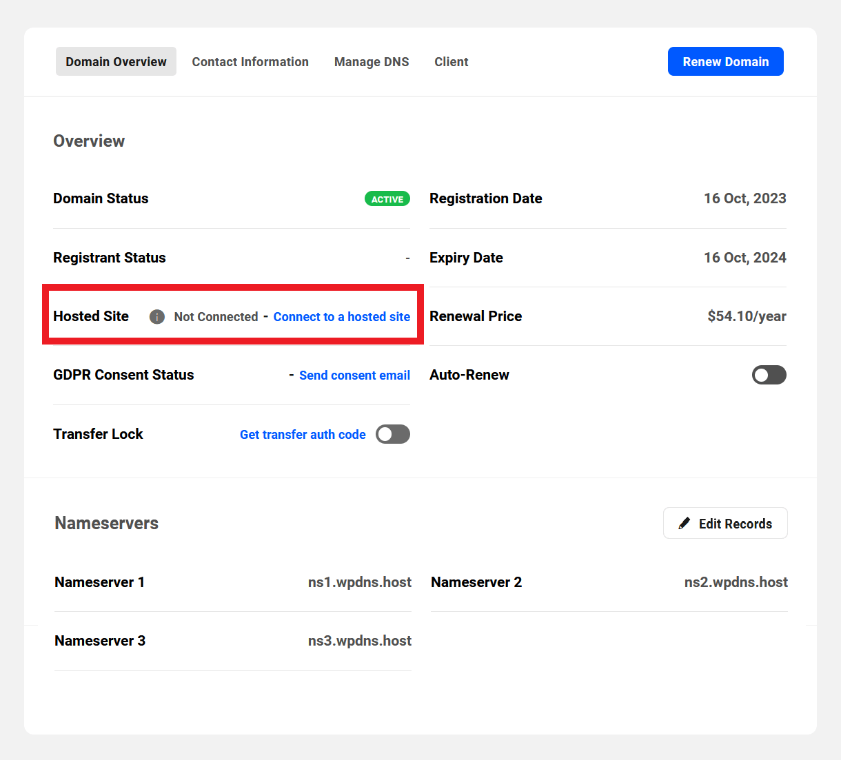 Connect a registered domain to a hosted site in the Hub