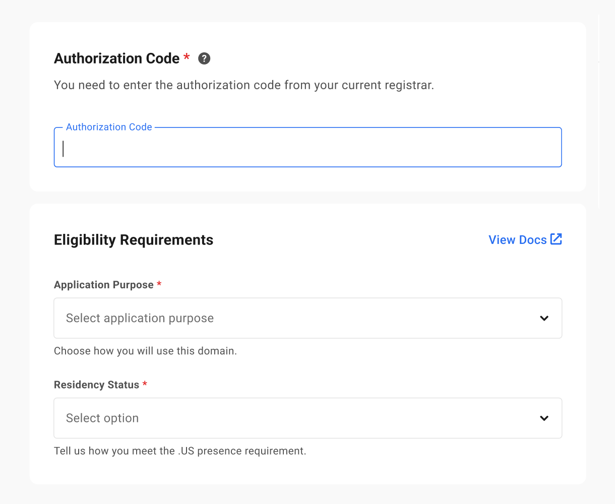 Information required when transferring a .us domain to WPMU DEV
