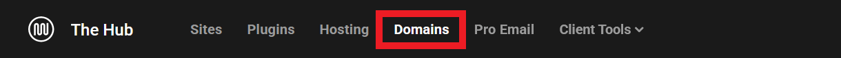Domains item in the Hub main menu