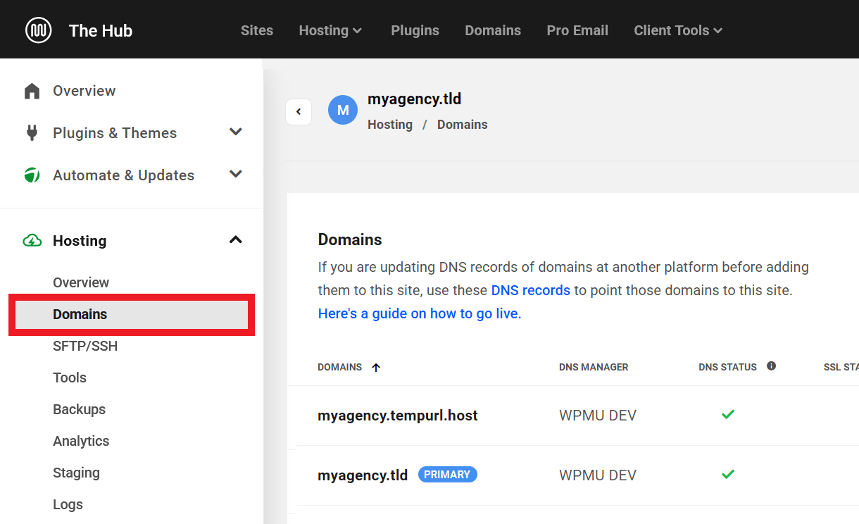 Create and add a subdomain to a WPMU DEV hosted site