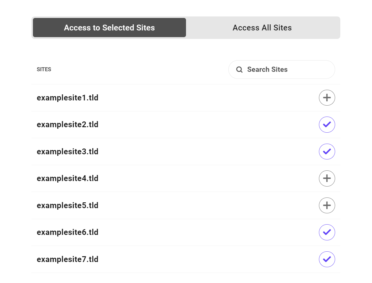 Manage team member access to specific sites