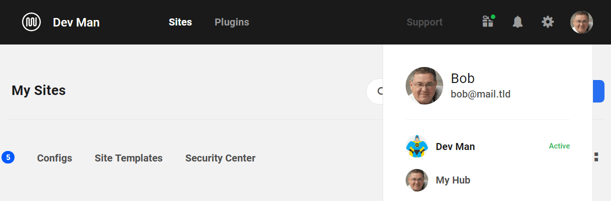 Your Business Name in the team switcher sidebar