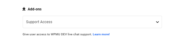 Select a live chat support add-on for a team member