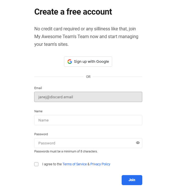 Creating a free account