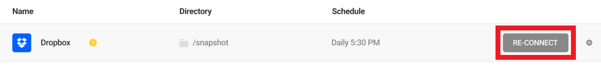 Reconnecting Dropbox