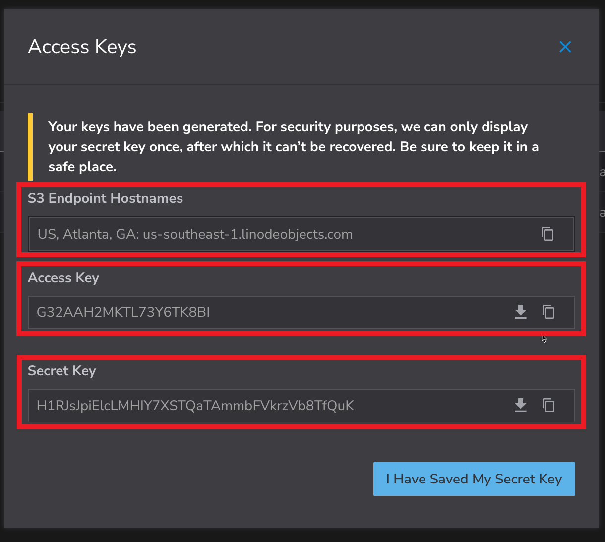 Copy Linode credentials