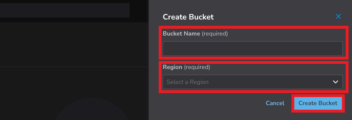 Add Linode bucket name and region