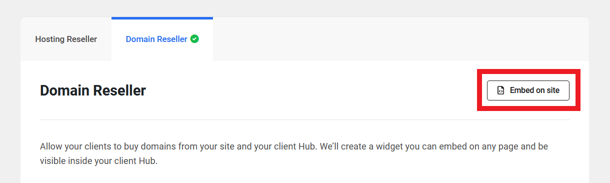 Embed the Domains Reseller pricing widget in the Hub Client