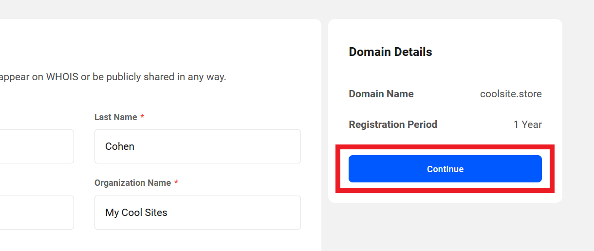 Domain purchase in the Hub Client