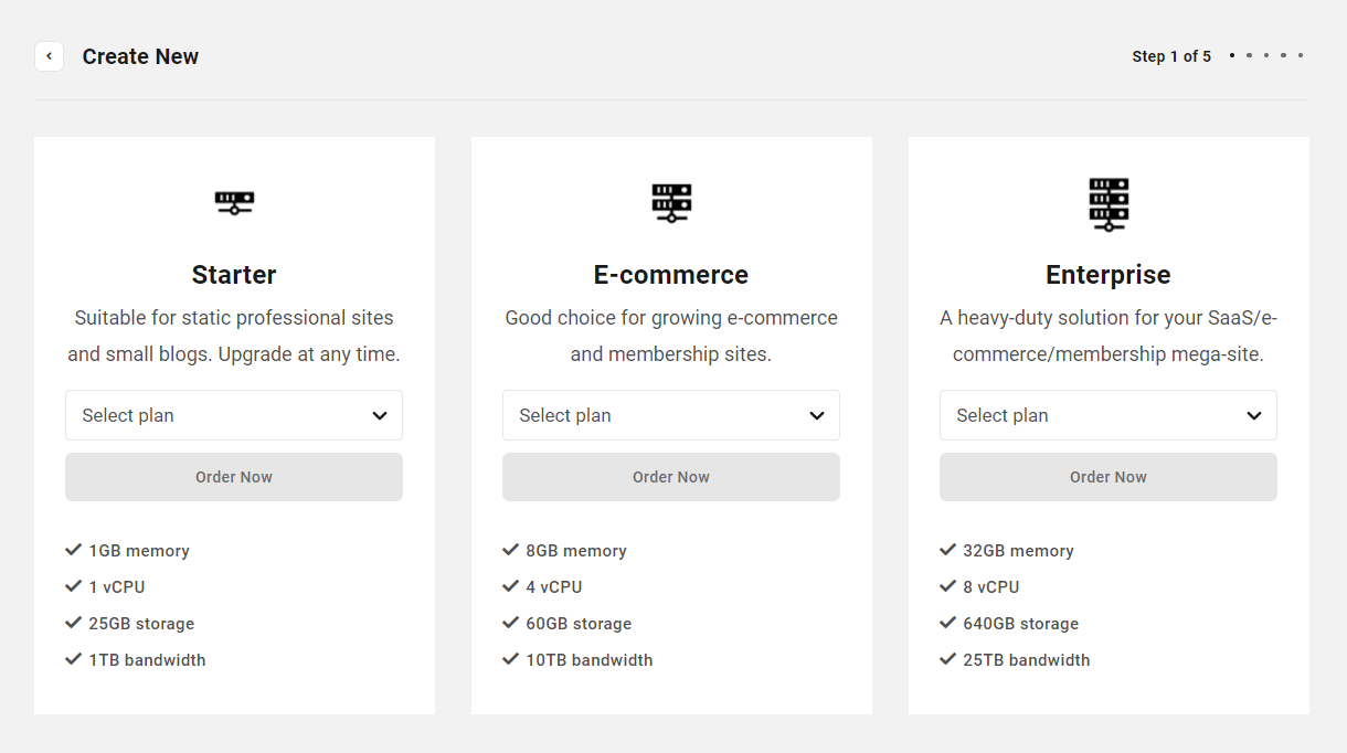 Hosting Reseller pricing table in the Client Portal