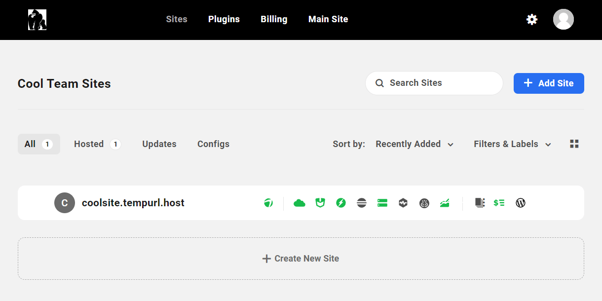 Site creation complete for a new hosting site in the Client Portal