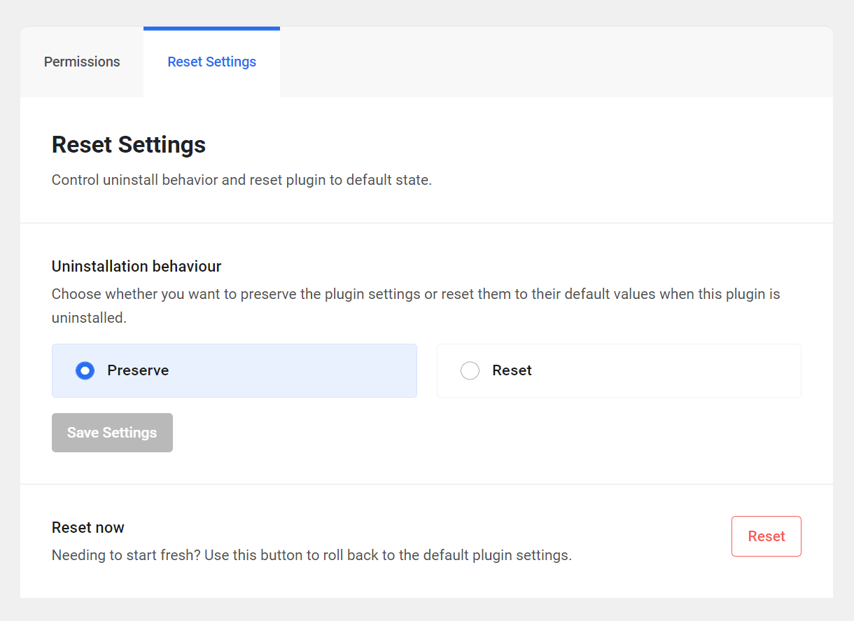 Reset settings in the Hub Client plugin