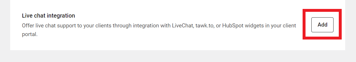 Add live chat widget to the Hub Client