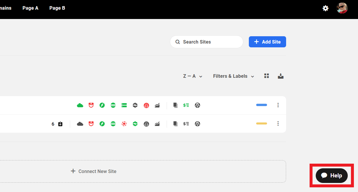 Help button in the Hub Client portal