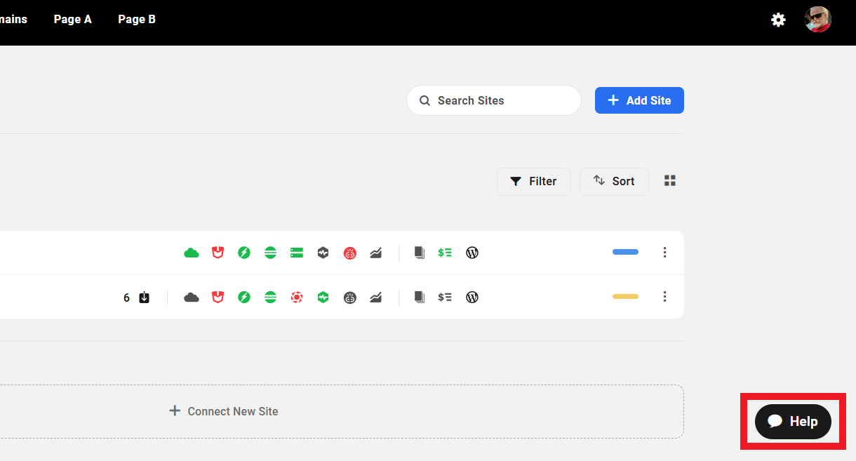 Help button in the Hub Client portal