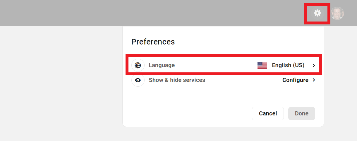 Setting the preferred client portal language