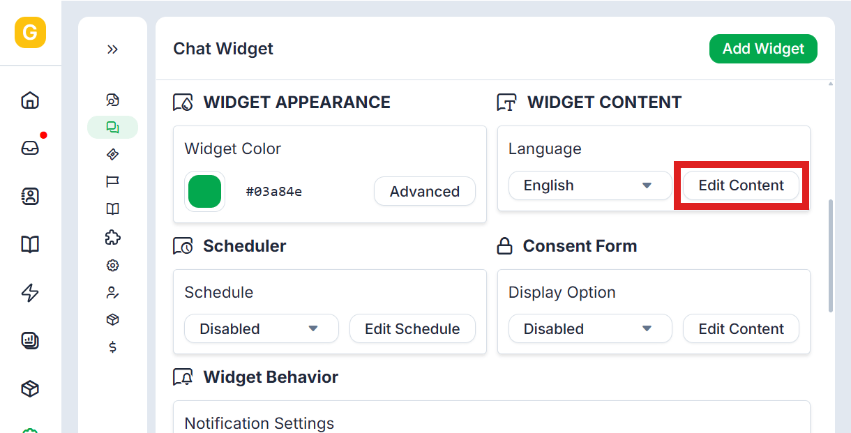 Edit chat widget content in Tawk.to account